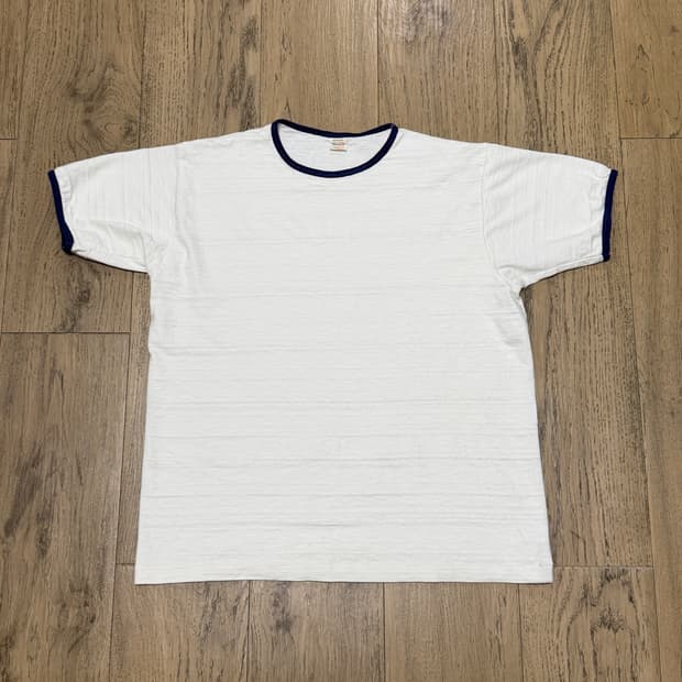 lot.4059 ringer tee plain cream navy