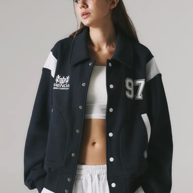 프렌다 SWEAT VARSITY JACKET 바시티자켓 네이비