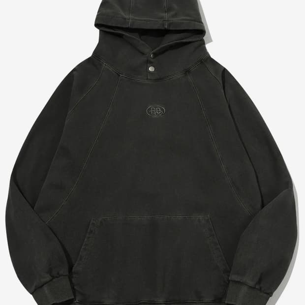 CP 피그먼트 스냅 후드티 스모크블랙