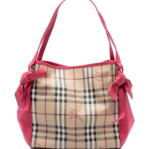 [정품] 버버리 헤이마켓 체크 핑크 리본 토트백