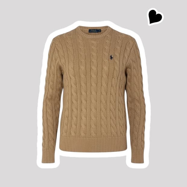 폴로 랄프로렌 카멜 꽈배기 니트