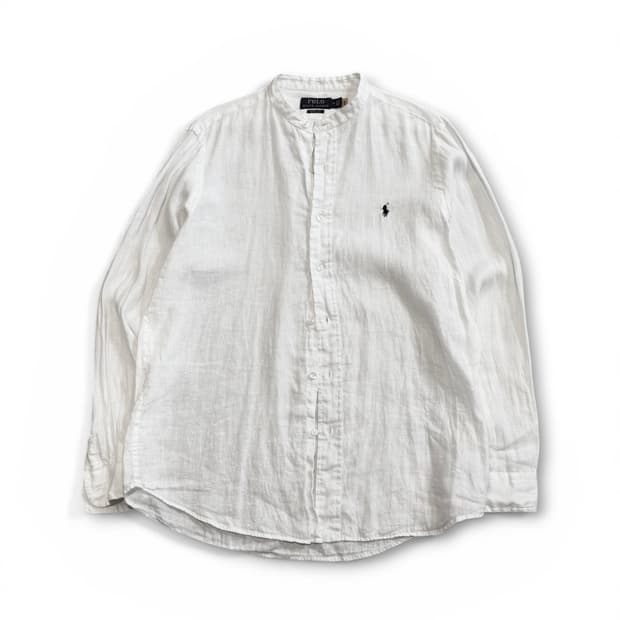 폴로 랄프로렌 화이트 린넨 헨리넥 셔츠