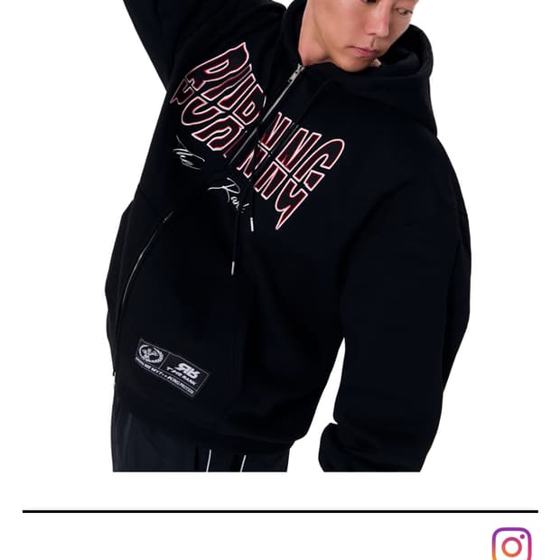 THE RANK 버닝 레볼루션 기모 후드집업 블랙  (1사이즈)