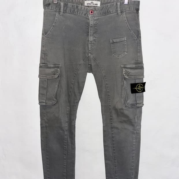 Stone Island 그레이 카키 카고 팬츠