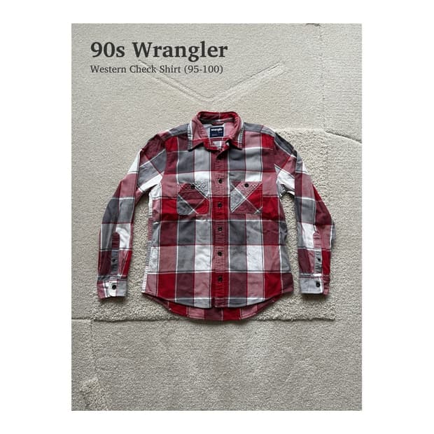 90s 랭글러 웨스턴 체크 셔츠 (95-100)
