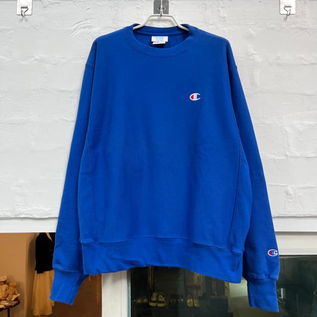 Champion 리버스위브 블루 스웨트 셔츠 M