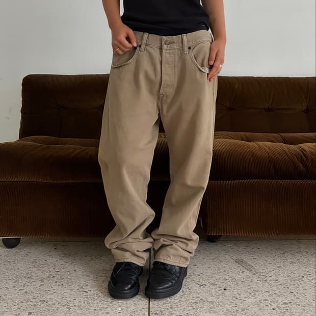 00s Levi’s 501 베이지 스트레이트 데님 팬츠