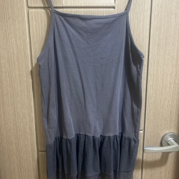 도트 프릴 레이어드 스커트 (차콜)