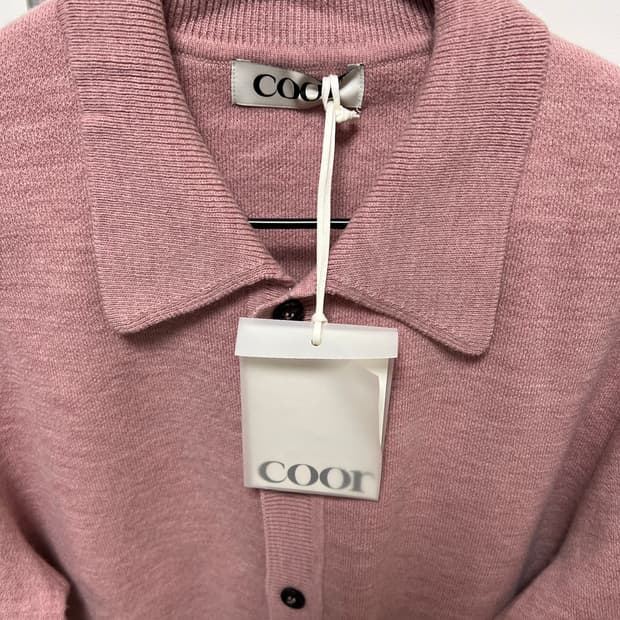 쿠어 탑필 울 칼라 가디건 핑크 M 새상품