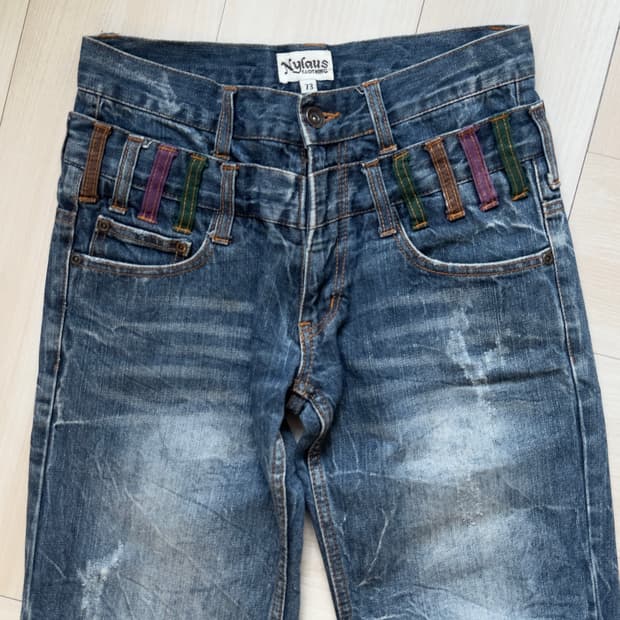 [NYLAUS] double-waist denim pants