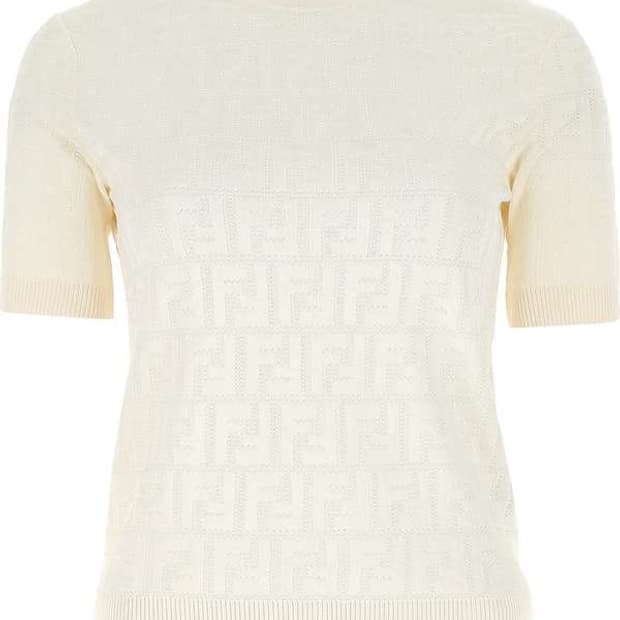 펜디 FF 로고 반팔 니트 아이보리 38사이즈 새상품