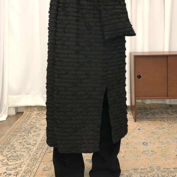 링클 트임 포켓 밴딩 스커트