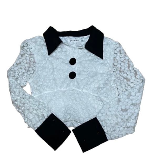 일본 빈티지 고딕 카라 시스루 긴팔 블라우스