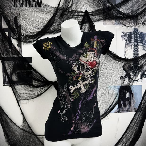 00s skull beads printing halfsleeve