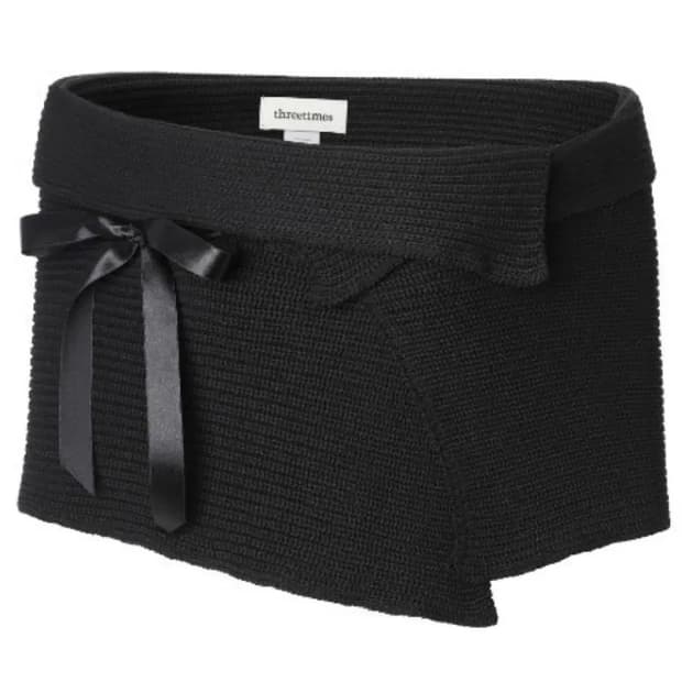 쓰리타임즈 리본 숄 케이프 블랙