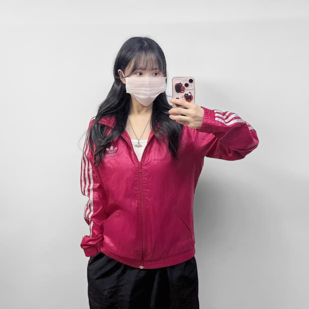 아디다스 오리지널 바람막이 자켓 핑크 그레이