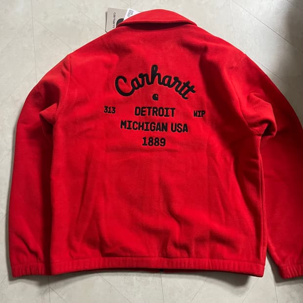 새상품(L)칼하트WIP 로고 데니스 플리스 자켓 프레임스칼렛