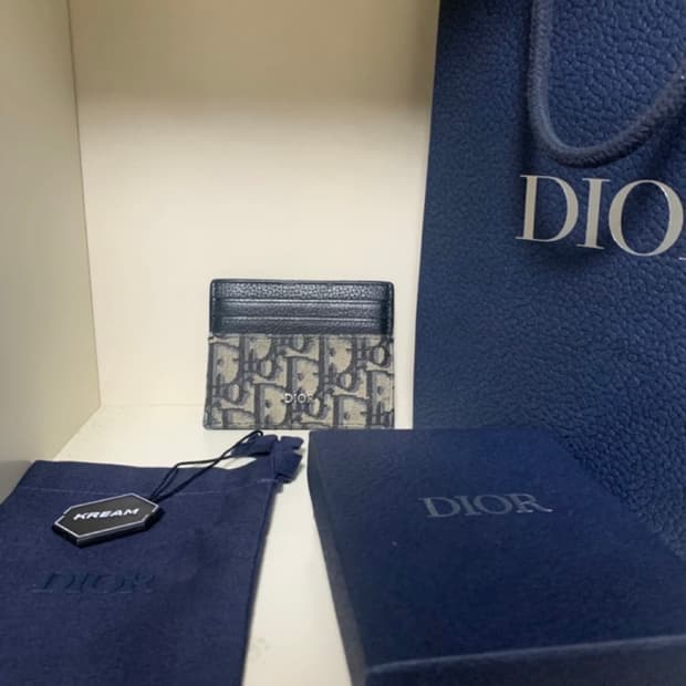 디올 오블리크 자카드 카드지갑 크림 정품 풀구성