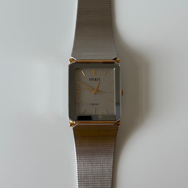 1990년대 Spirit 실버 스퀘어 쿼츠 남성