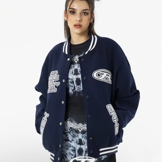 락케이크 시그니쳐 스타디움 자켓 - 네이비 M