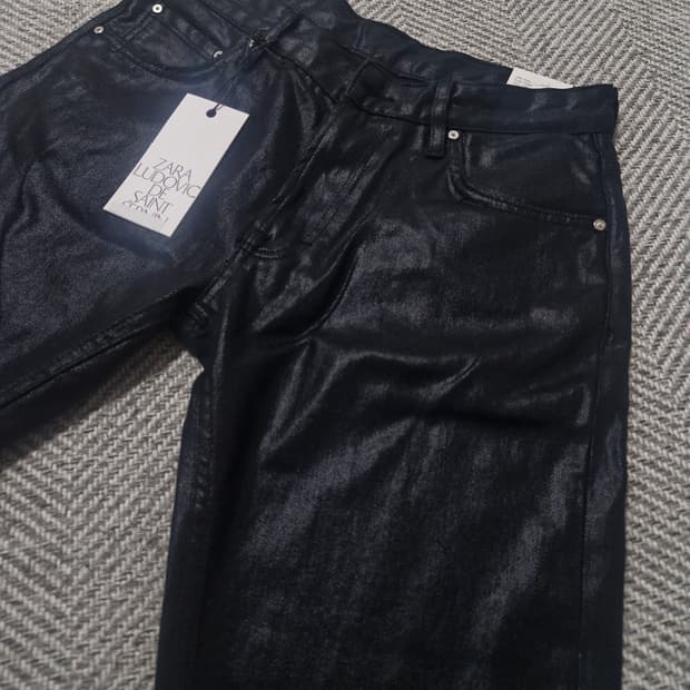 자라 × 루도빅 드 생 세르넹 블랙왁스코팅 슬림 팬츠 32사이즈