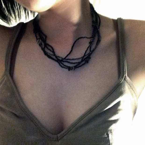 Midnight Navy Five-Strand Beaded Necklac