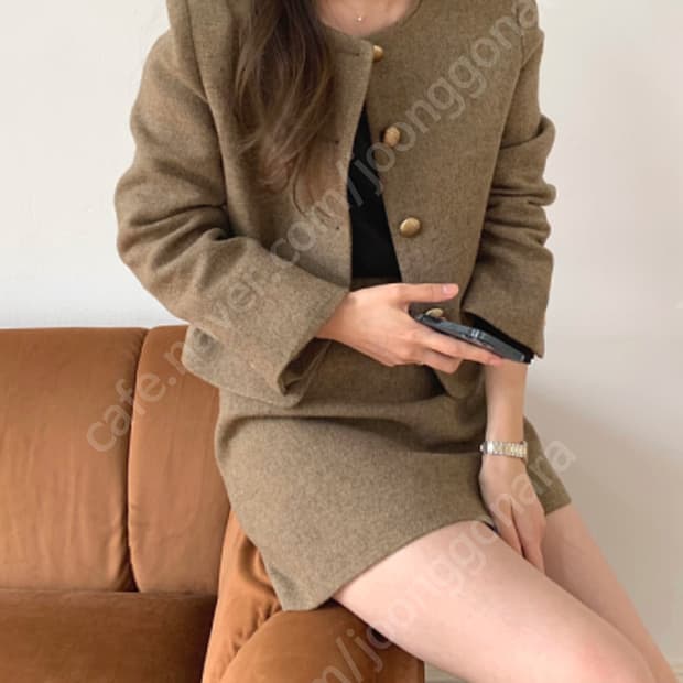 라비돌 셔틀랜드 트위드 셋업 자켓 스커트 세트