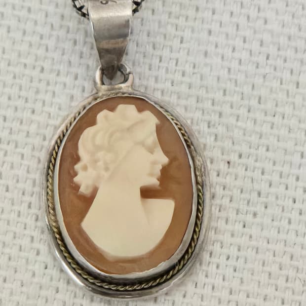 빈티지 카메오 펜던트 925 실버 이태리체인