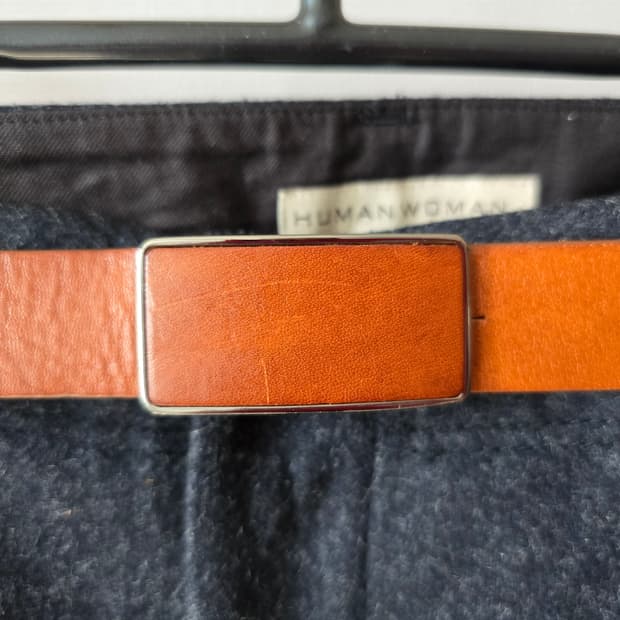 브라운 통 가죽 빈티지 벨트