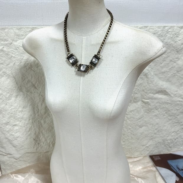 빈티지 황동 박스체인 오리엔탈 목걸이