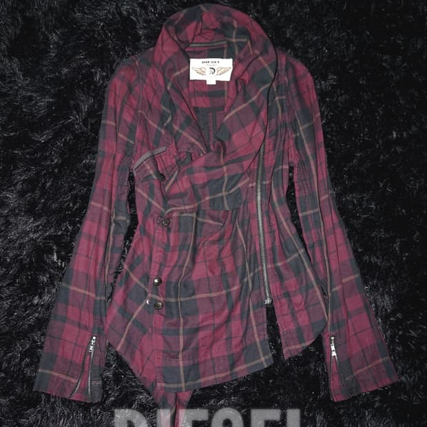 (diesel) diagonal check punk jacket 