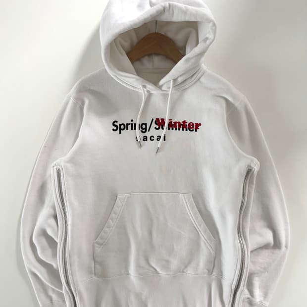 Sacai 사카이 화이트 스프링/윈터 사이드 지퍼 후드티