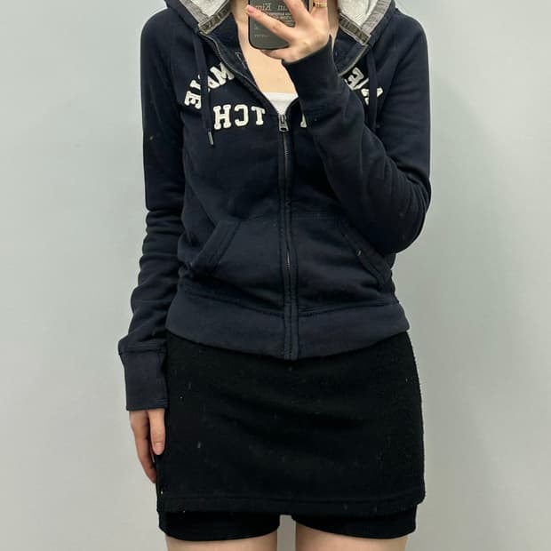 아베크롬비 y2k 와투케 네이비 딱붙 후드집업