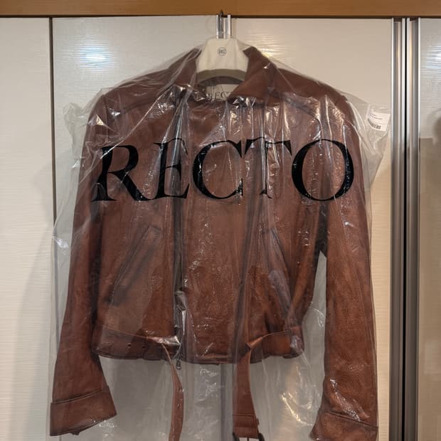 렉토 26SS 빈티지 이펙트 벨트 라이더 가죽 바이커 자켓 꼬냑 s