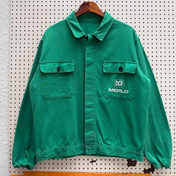 1990s ITALIAN GREEN MECHANIC 프렌치워크 블루종봄버