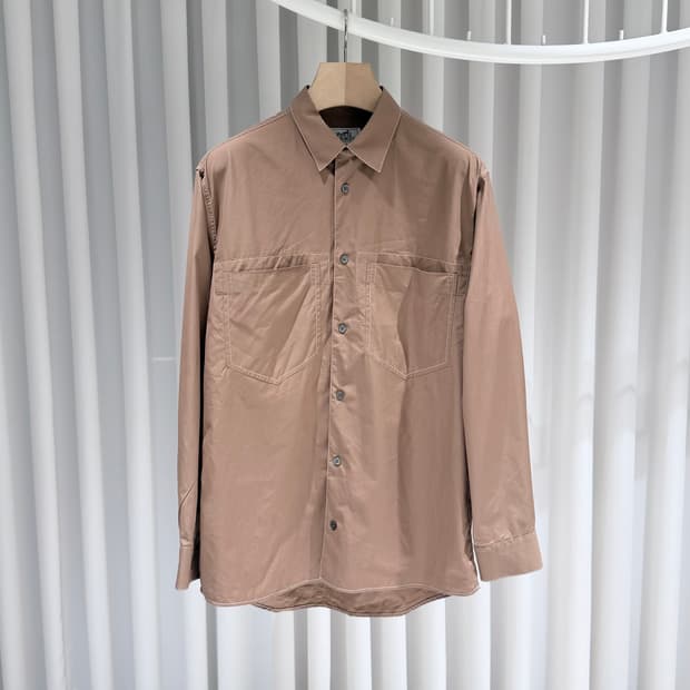 (A/39) / 에르메스 투포켓 오버핏 브라운 셔츠