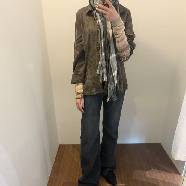 Ethnic Pattern Button-Up Shirt Jacket