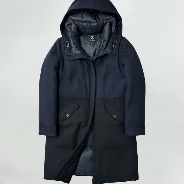 폴스미스 구스다운 투톤 울 후드코트