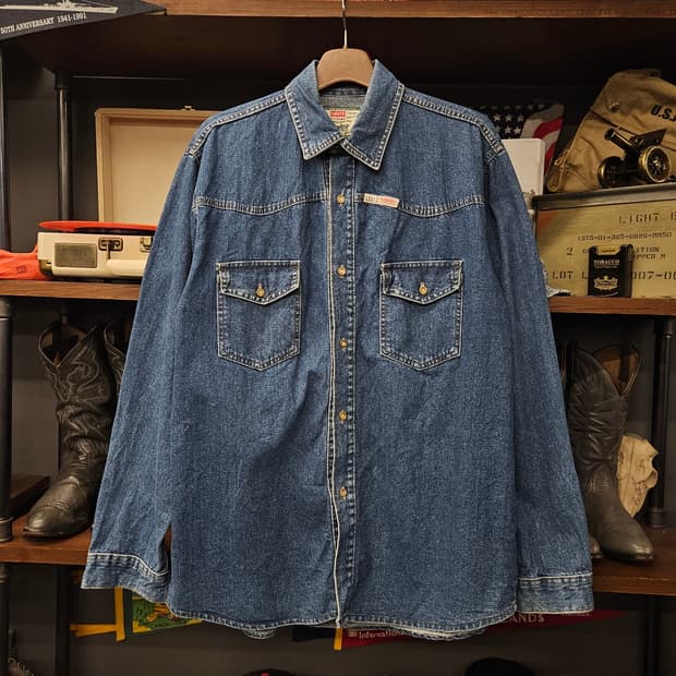 90s 리바이스 레드탭 웨스턴 데님 셔츠 메탈버튼 N1135