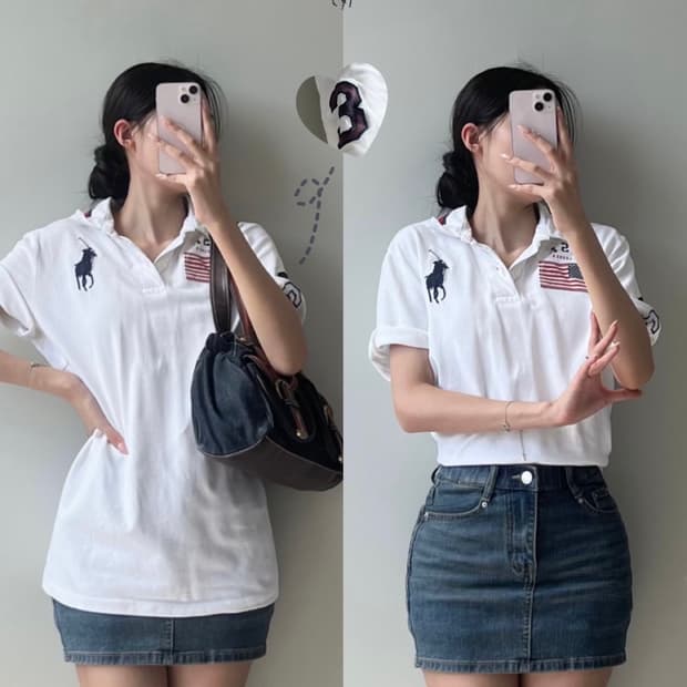 폴로 빅포니 성조기 반팔 카라티