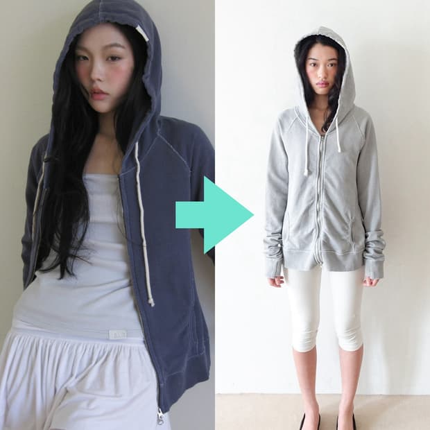 (교환) 샵페어리 워시드 릴리 후디 퍼플 블루 -> 그레이