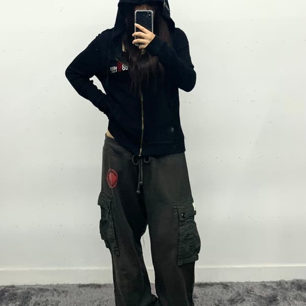 슬림핏 와플 후드집업