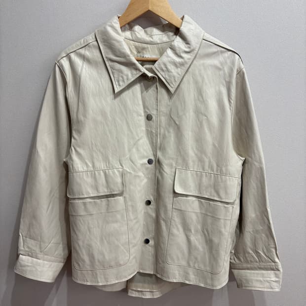 한섬 타임 카드 슬롯 벨티드 레더 자켓