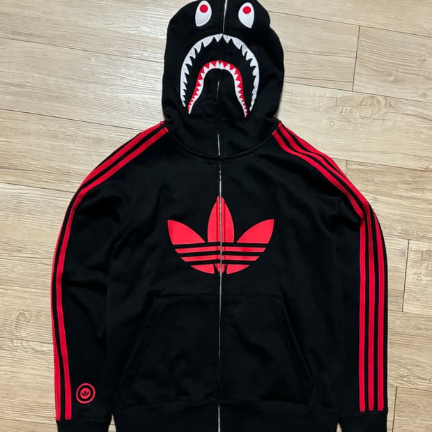 베이프 아디다스 콜라보 샤크 후드집업 S