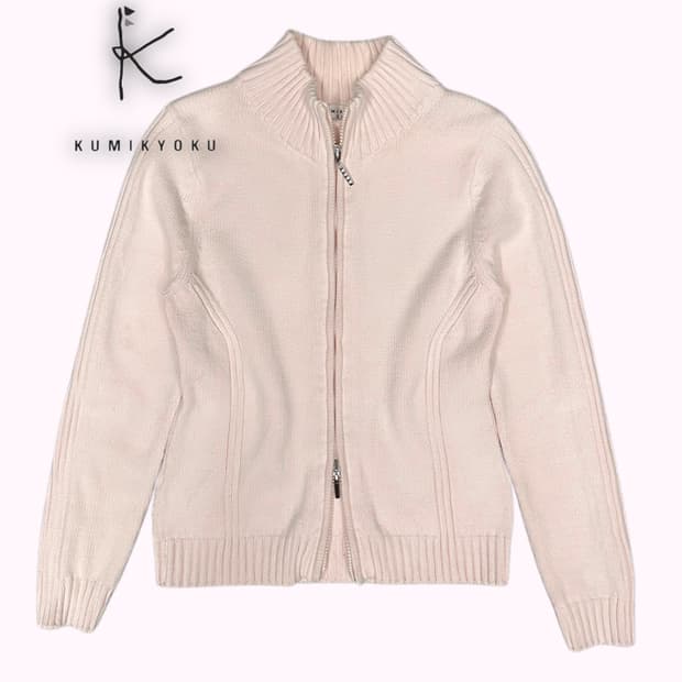 pink knit crop zip-up