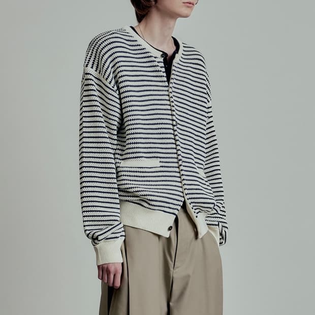 엘무드 브레통 스트라이프 라운드 가디건 46