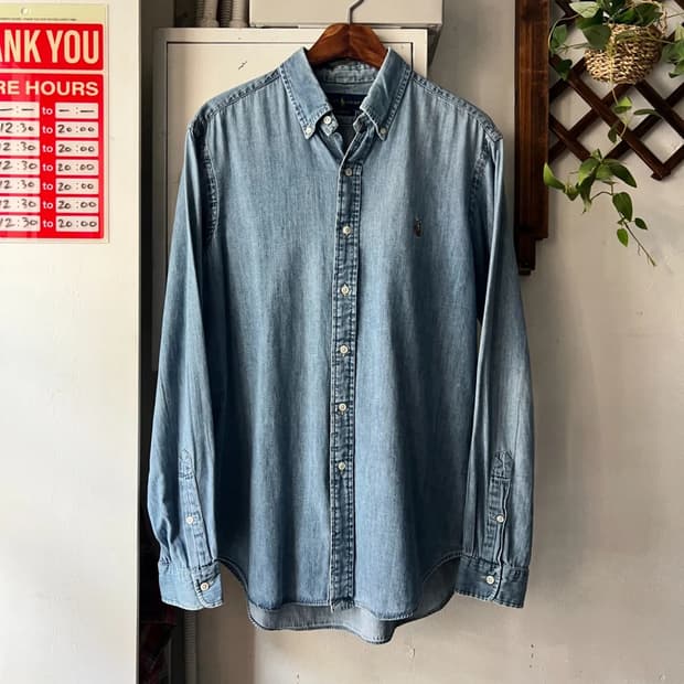 [M]폴로 랄프로렌 CLASSIC FIT 포니 로고 샴브레이 셔츠