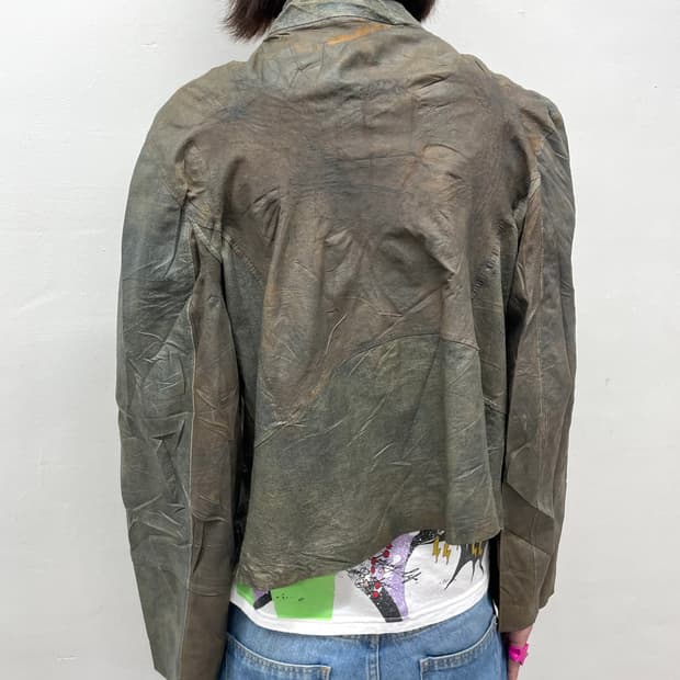 Vera Pelle Coated Denim Biker Jacket 