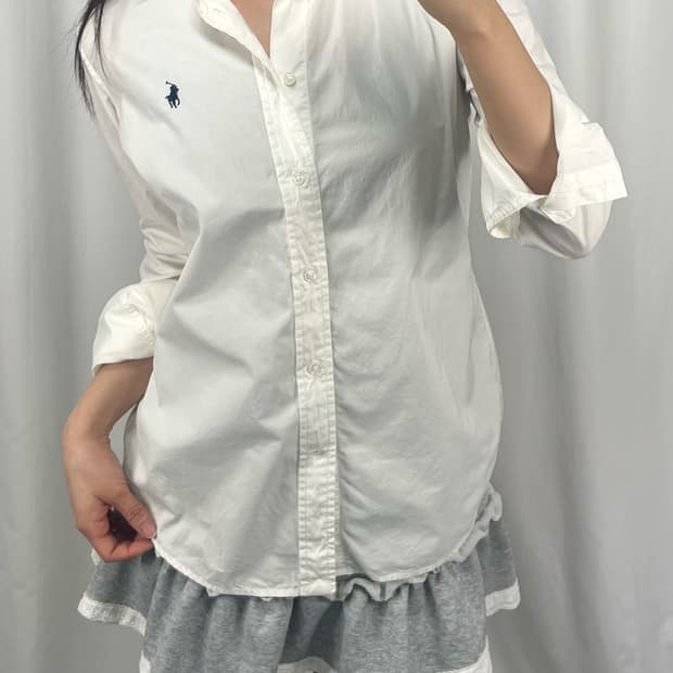 폴로 슬림핏 화이트 셔츠