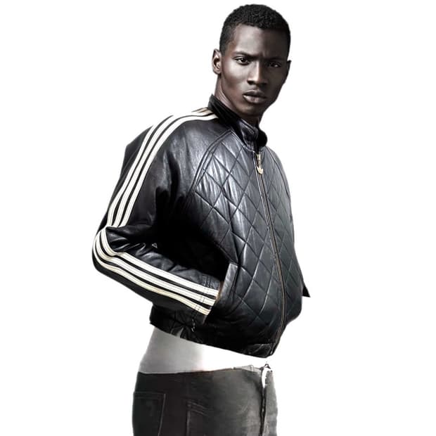 빈티지 아디다스 삼선 양가죽 크롭누빔자켓